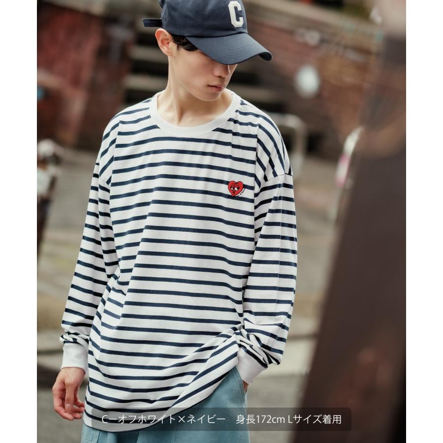 長袖Tシャツ メンズ SIDEWAY STANCE サイドウェイスタンス オリジナル ワンポイント 刺しゅう ロンT カットソー ボーダー 大きめ カジュアル スケーター | improves | 13