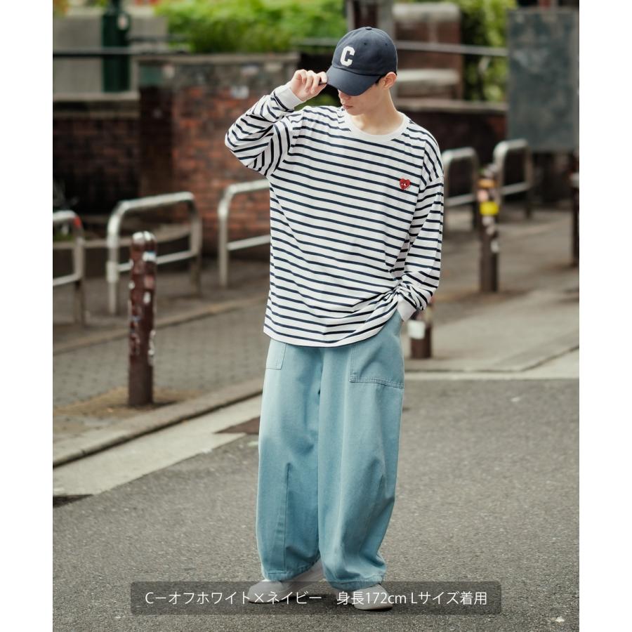 長袖Tシャツ メンズ SIDEWAY STANCE サイドウェイスタンス オリジナル ワンポイント 刺しゅう ロンT カットソー ボーダー 大きめ カジュアル スケーター | improves | 14