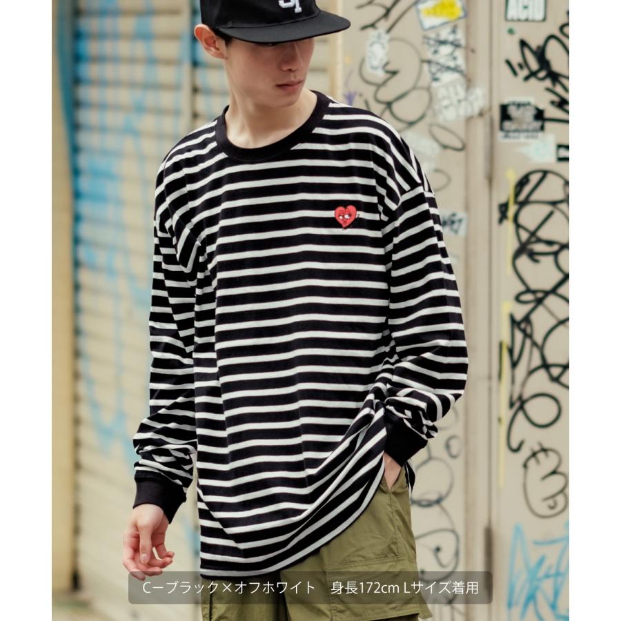 長袖Tシャツ メンズ SIDEWAY STANCE サイドウェイスタンス オリジナル ワンポイント 刺しゅう ロンT カットソー ボーダー 大きめ カジュアル スケーター | improves | 15