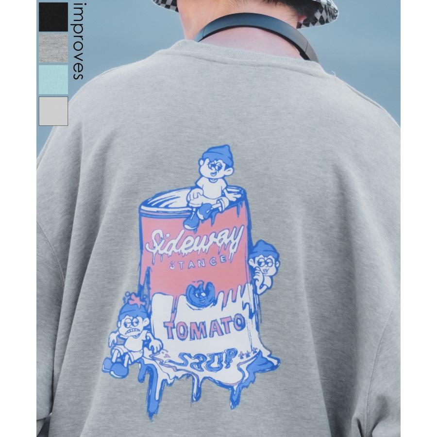 トレーナー メンズ SIDEWAY STANCE サイドウェイスタンス オリジナルプリント グラフィック スウェット スープ缶 オーバーサイズ アメカジ カジュアル | improves