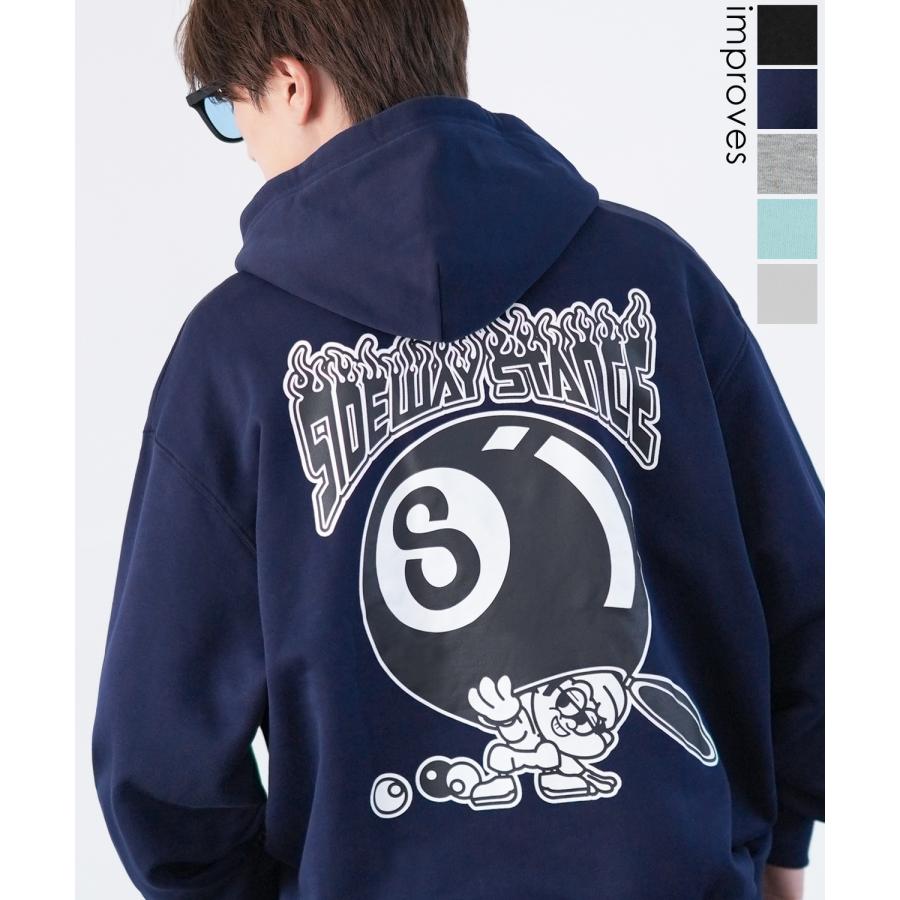 パーカー メンズ SIDEWAY STANCE サイドウェイスタンス オリジナルプリント グラフィック スウェット Sボール オーバーサイズ アメカジ カジュアル | improves