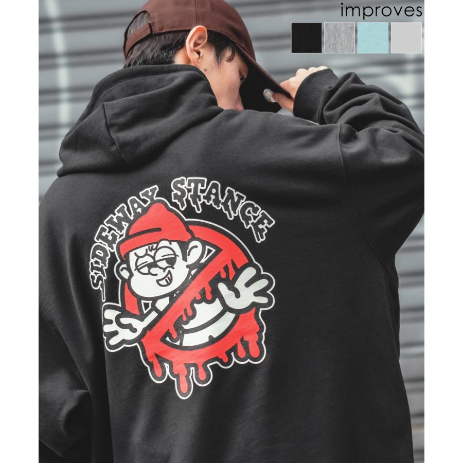 パーカー メンズ SIDEWAY STANCE サイドウェイスタンス オリジナルプリント グラフィック スウェット バスターズ オーバーサイズ アメカジ カジュアル | improves