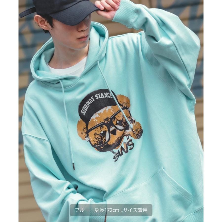 パーカー メンズ SIDEWAY STANCE サイドウェイスタンス オリジナルプリント グラフィック スウェット チーズベア オーバーサイズ アメカジ カジュアル | improves | 15