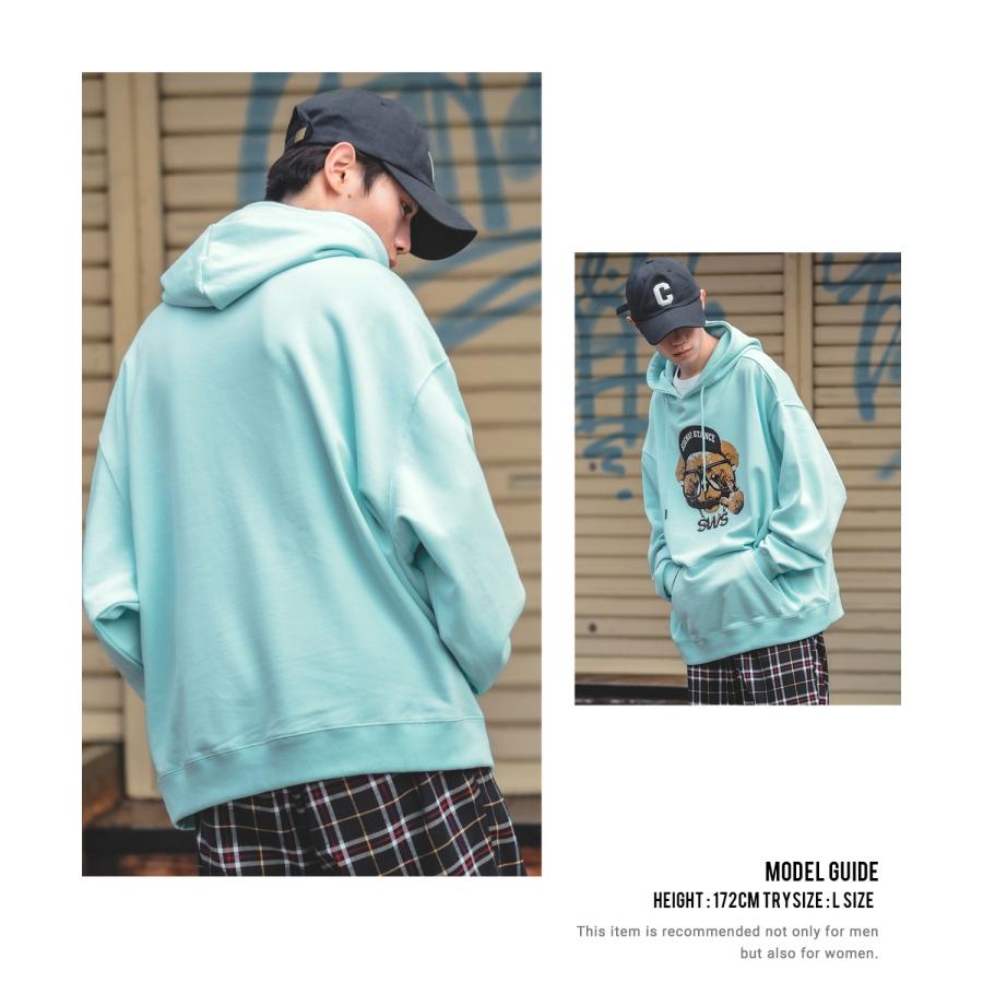 パーカー メンズ SIDEWAY STANCE サイドウェイスタンス オリジナルプリント グラフィック スウェット チーズベア オーバーサイズ アメカジ カジュアル | improves | 16