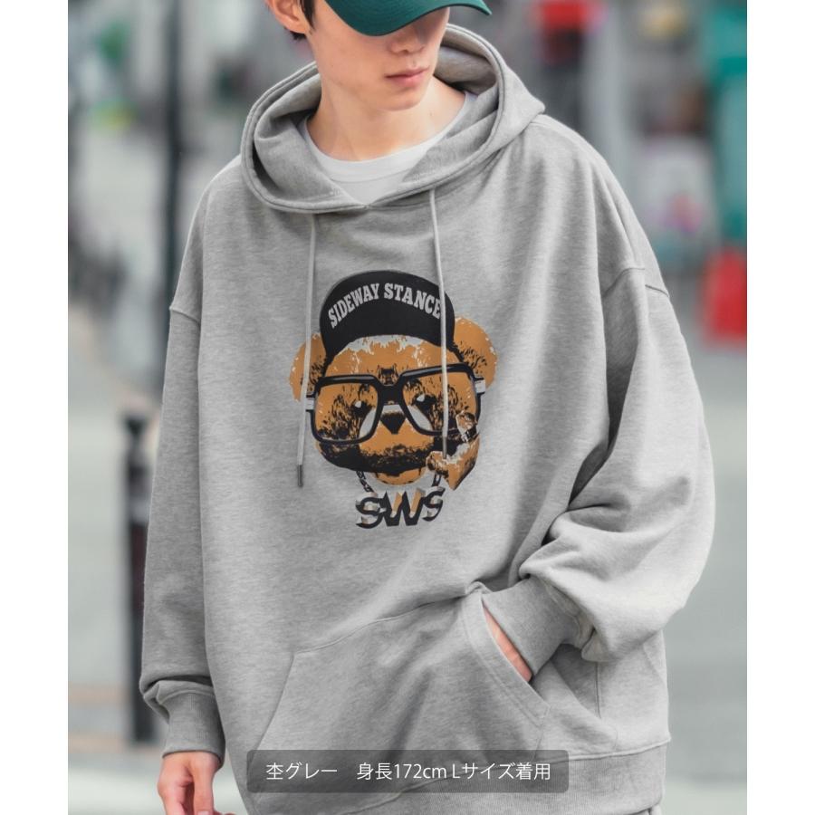 パーカー メンズ SIDEWAY STANCE サイドウェイスタンス オリジナルプリント グラフィック スウェット チーズベア オーバーサイズ アメカジ カジュアル | improves | 06