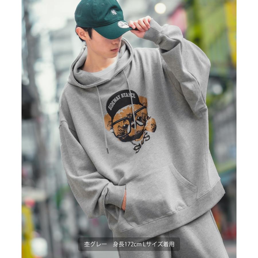 パーカー メンズ SIDEWAY STANCE サイドウェイスタンス オリジナルプリント グラフィック スウェット チーズベア オーバーサイズ アメカジ カジュアル | improves | 07