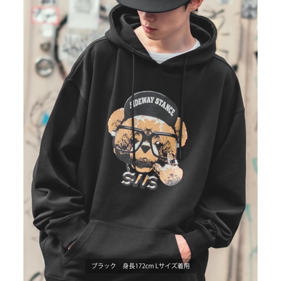 パーカー メンズ SIDEWAY STANCE サイドウェイスタンス オリジナルプリント グラフィック スウェット チーズベア オーバーサイズ アメカジ カジュアル | improves | 09