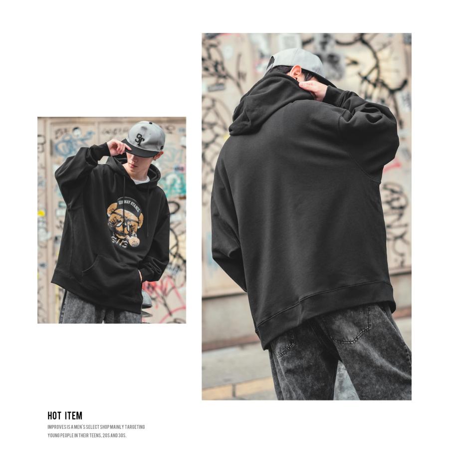 パーカー メンズ SIDEWAY STANCE サイドウェイスタンス オリジナルプリント グラフィック スウェット チーズベア オーバーサイズ アメカジ カジュアル | improves | 10