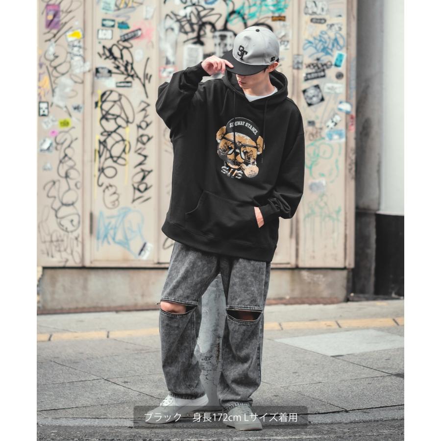 パーカー メンズ SIDEWAY STANCE サイドウェイスタンス オリジナルプリント グラフィック スウェット チーズベア オーバーサイズ アメカジ カジュアル | improves | 11