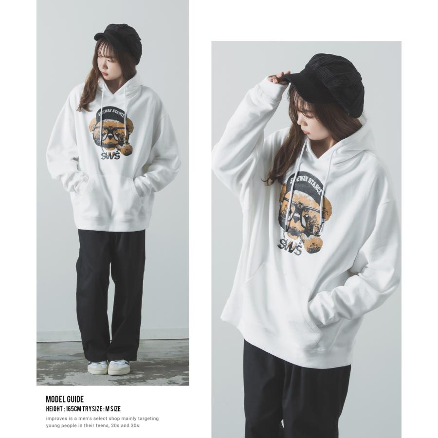 パーカー メンズ SIDEWAY STANCE サイドウェイスタンス オリジナルプリント グラフィック スウェット チーズベア オーバーサイズ アメカジ カジュアル | improves | 13