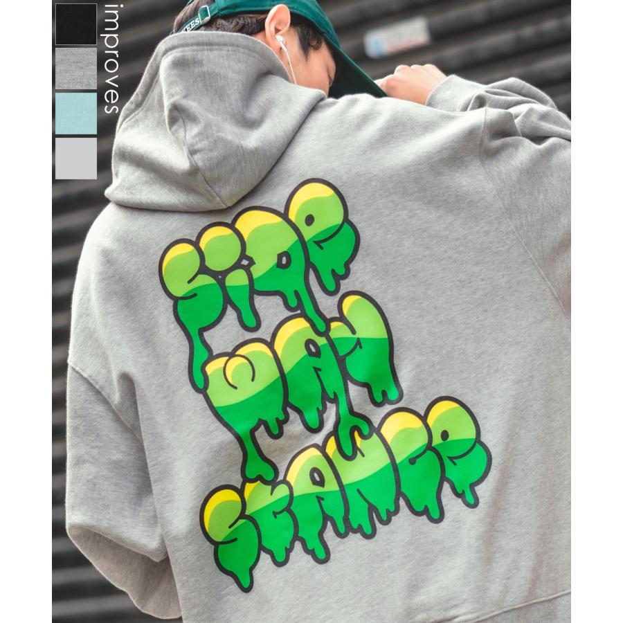 パーカー メンズ SIDEWAY STANCE サイドウェイスタンス オリジナルプリント グラフィック スウェット ドリップロゴ オーバーサイズ アメカジ カジュアル | improves