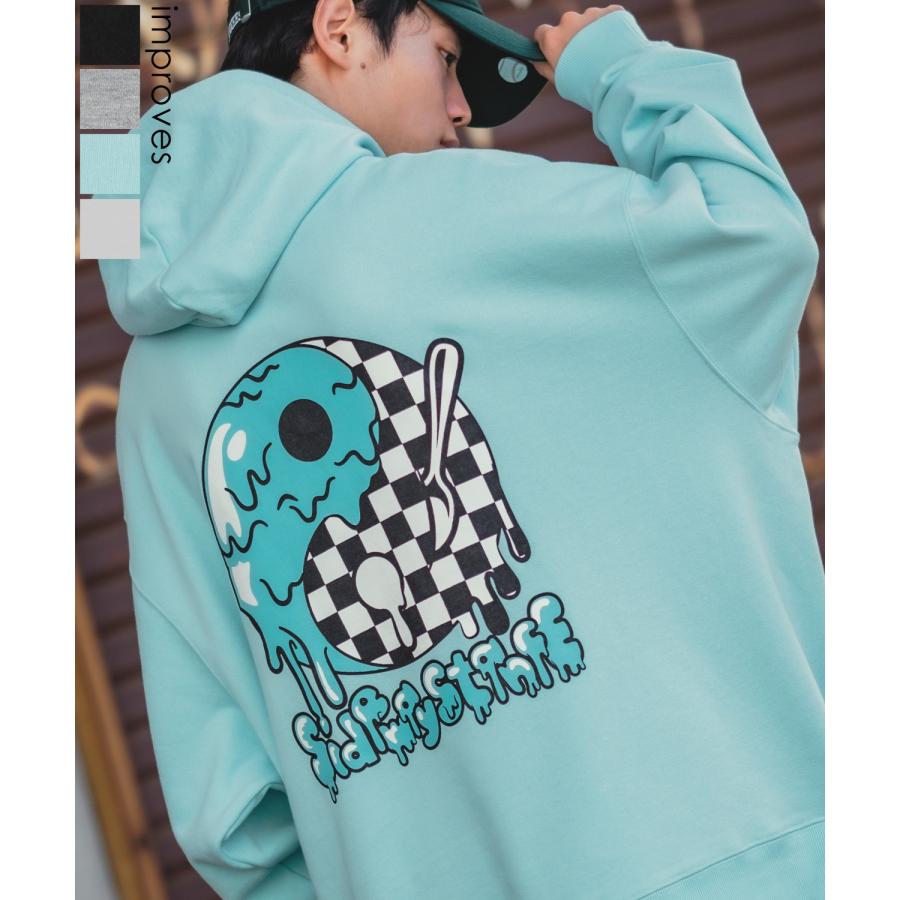 パーカー メンズ SIDEWAY STANCE サイドウェイスタンス オリジナルプリント グラフィック スウェット 陰陽アイスクリーム オーバーサイズ アメカジ カジュアル | improves