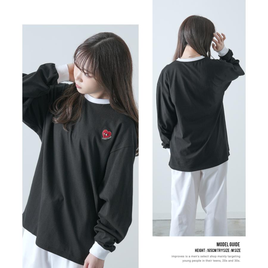 長袖Tシャツ メンズ SIDEWAY STANCE サイドウェイスタンス オリジナル ワンポイント刺しゅう ロンT リンガー 大きめ スケーター ストリート 古着MIX 韓国 | improves | 20
