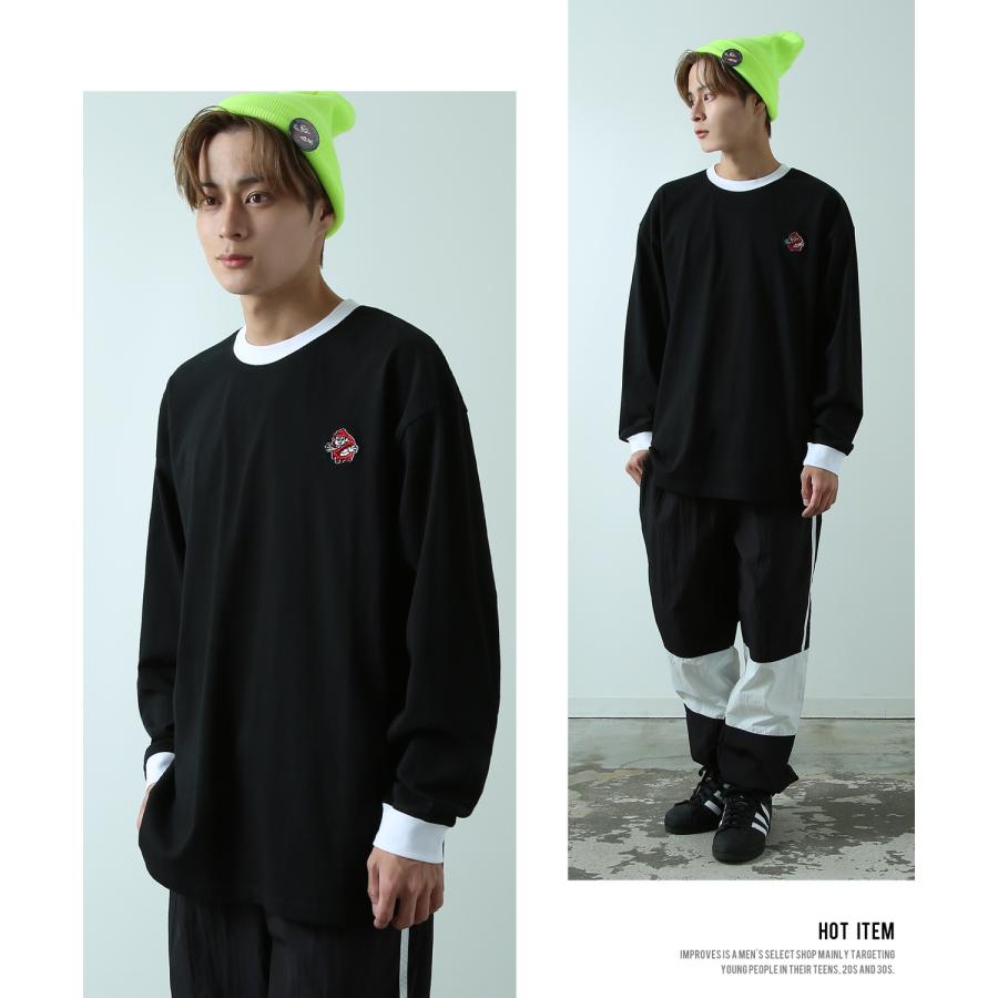 長袖Tシャツ メンズ SIDEWAY STANCE サイドウェイスタンス オリジナル ワンポイント刺しゅう ロンT リンガー 大きめ スケーター ストリート 古着MIX 韓国 | improves | 10