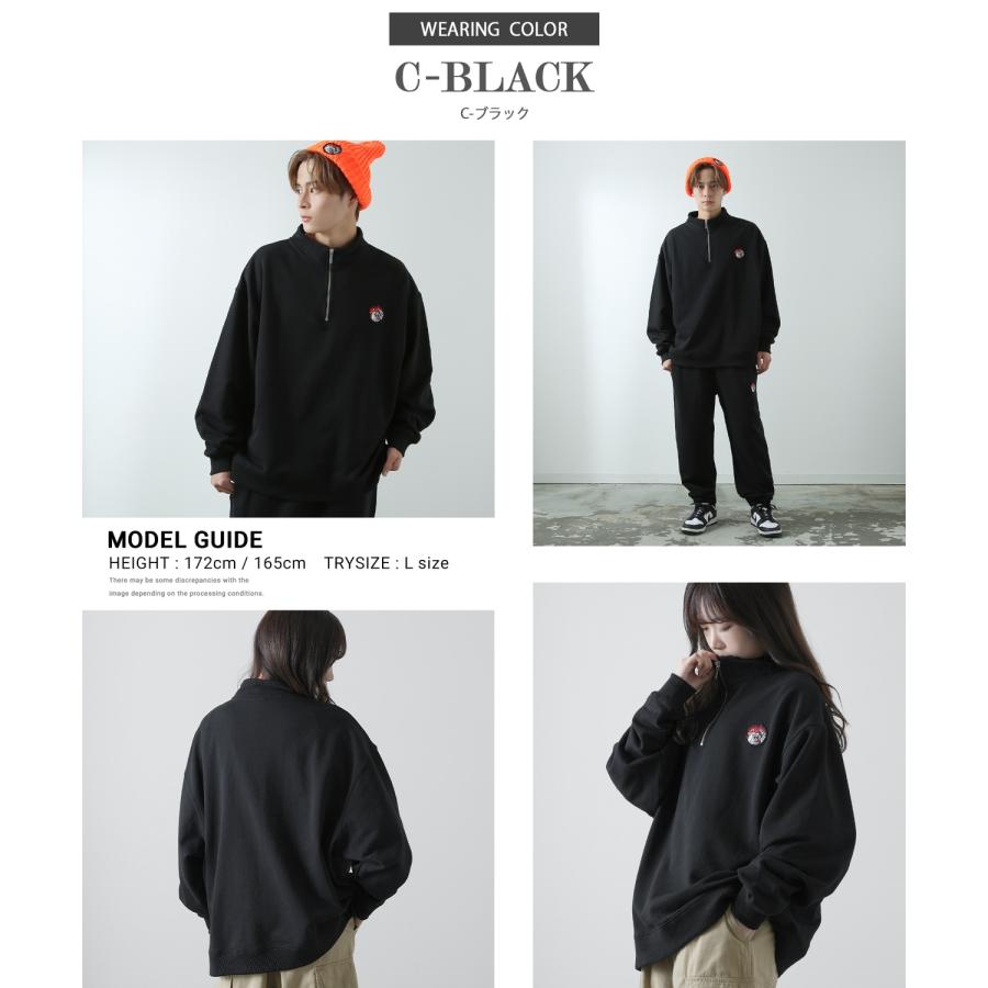 トレーナー メンズ  SIDEWAY STANCE サイドウェイスタンス オリジナル ワッペン刺しゅう ハーフジップ 裏毛スウェット 大きめ アメカジ スケーター ストリート | improves | 26