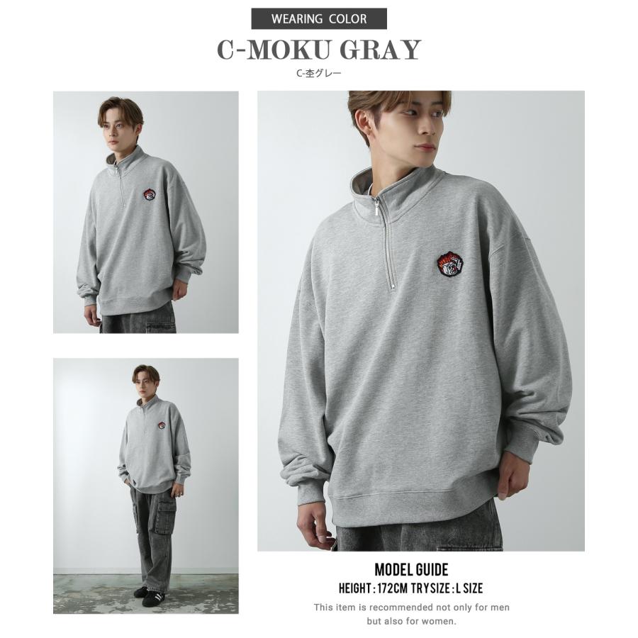 トレーナー メンズ  SIDEWAY STANCE サイドウェイスタンス オリジナル ワッペン刺しゅう ハーフジップ 裏毛スウェット 大きめ アメカジ スケーター ストリート | improves | 27