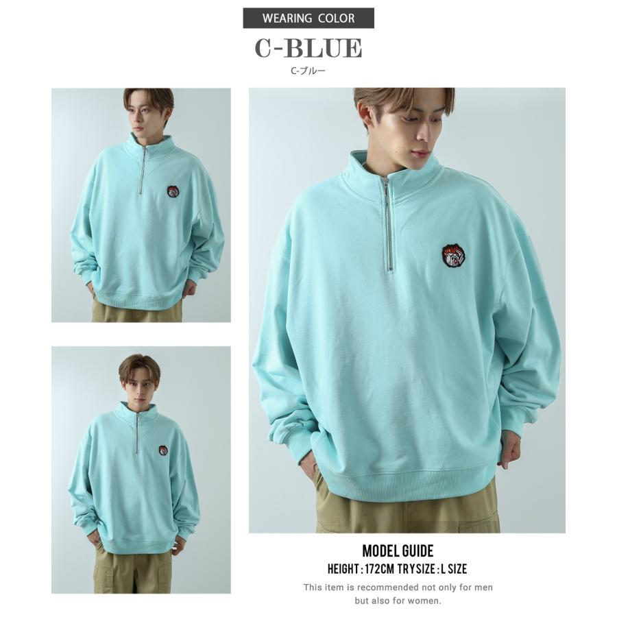 トレーナー メンズ  SIDEWAY STANCE サイドウェイスタンス オリジナル ワッペン刺しゅう ハーフジップ 裏毛スウェット 大きめ アメカジ スケーター ストリート | improves | 28