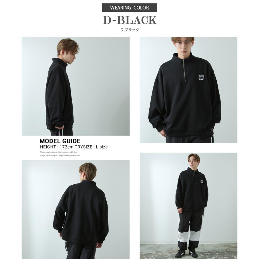 トレーナー メンズ  SIDEWAY STANCE サイドウェイスタンス オリジナル ワッペン刺しゅう ハーフジップ 裏毛スウェット 大きめ アメカジ スケーター ストリート | improves | 30