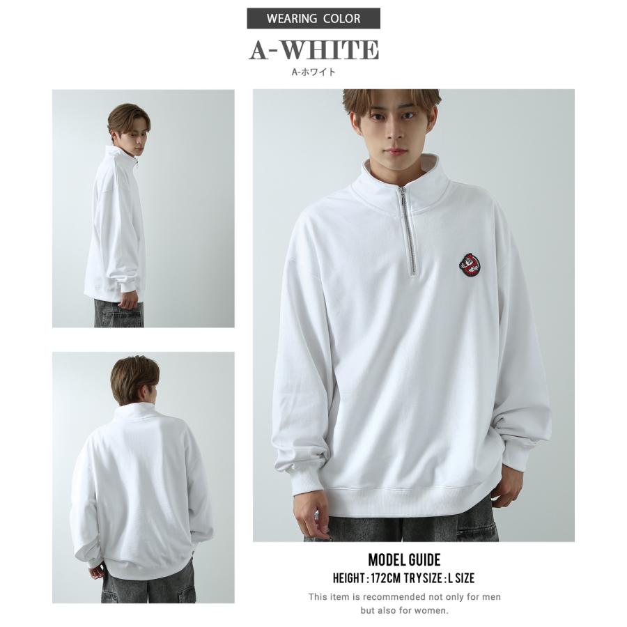 トレーナー メンズ  SIDEWAY STANCE サイドウェイスタンス オリジナル ワッペン刺しゅう ハーフジップ 裏毛スウェット 大きめ アメカジ スケーター ストリート | improves | 17