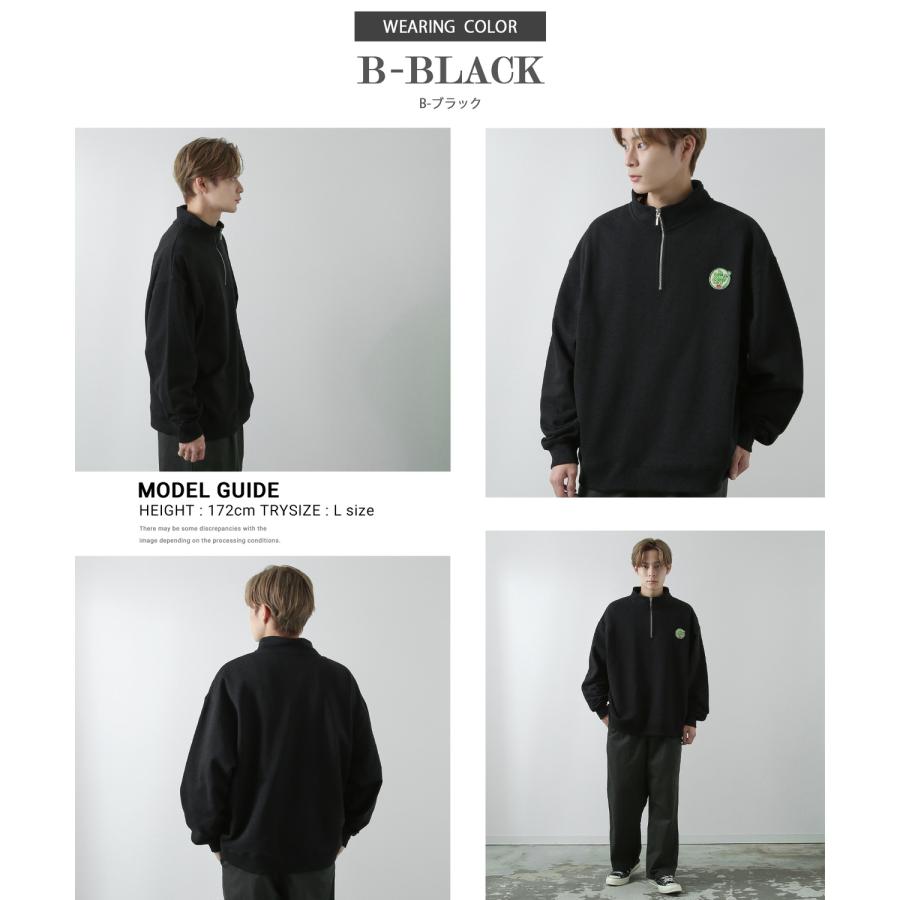 トレーナー メンズ  SIDEWAY STANCE サイドウェイスタンス オリジナル ワッペン刺しゅう ハーフジップ 裏毛スウェット 大きめ アメカジ スケーター ストリート | improves | 22