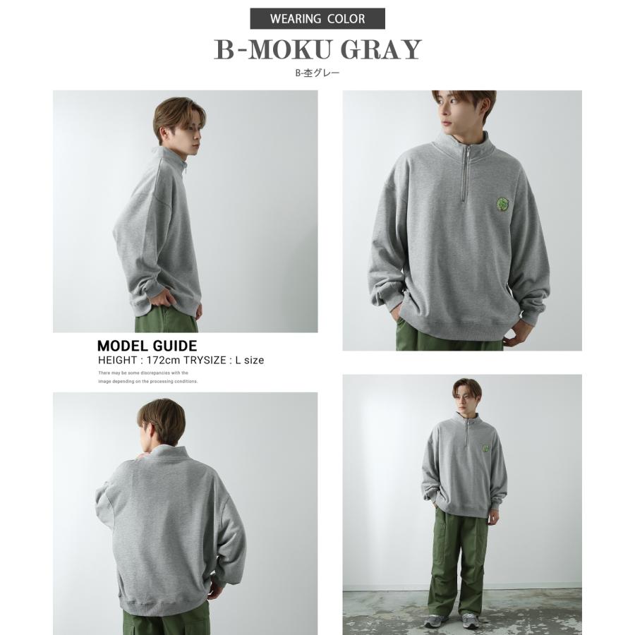 トレーナー メンズ  SIDEWAY STANCE サイドウェイスタンス オリジナル ワッペン刺しゅう ハーフジップ 裏毛スウェット 大きめ アメカジ スケーター ストリート | improves | 23