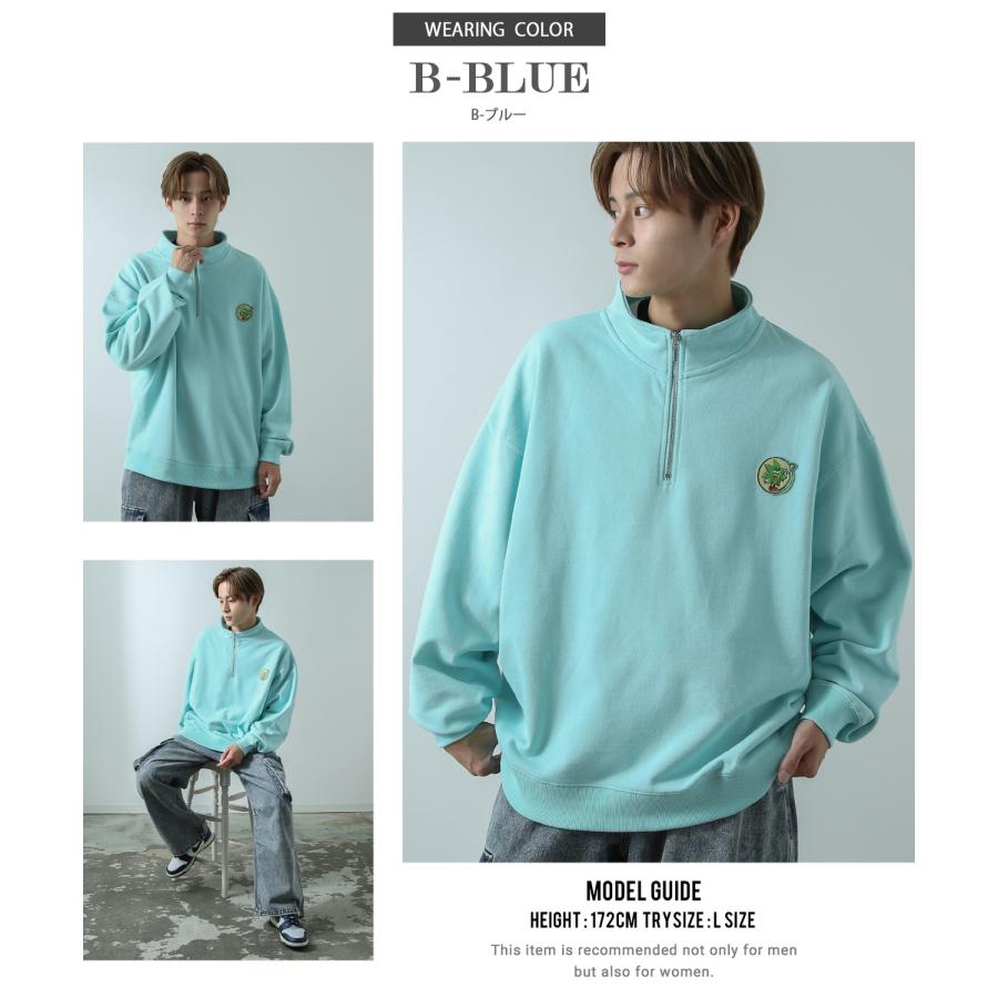 トレーナー メンズ  SIDEWAY STANCE サイドウェイスタンス オリジナル ワッペン刺しゅう ハーフジップ 裏毛スウェット 大きめ アメカジ スケーター ストリート | improves | 24