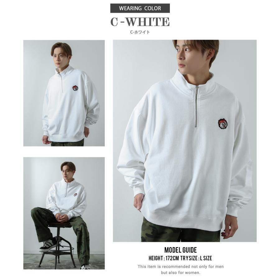 トレーナー メンズ  SIDEWAY STANCE サイドウェイスタンス オリジナル ワッペン刺しゅう ハーフジップ 裏毛スウェット 大きめ アメカジ スケーター ストリート | improves | 25