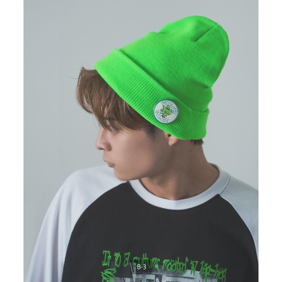 isecai ユニークニット帽 黒・緑 ニット帽 締め付け感のない ゴム編み エスニック タグ付き