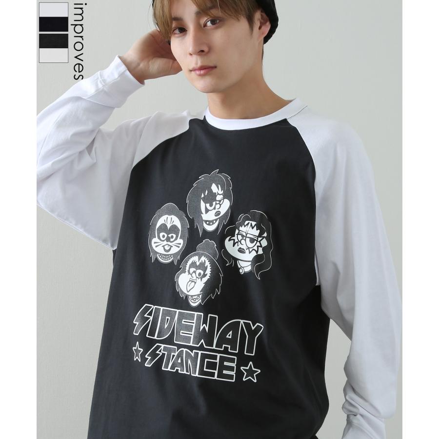 長袖Tシャツ メンズ SIDEWAY STANCE サイドウェイスタンス オリジナルプリント メタル グラフィック ロンT ラグラン 大きめ アメカジ スケーター ストリート | improves