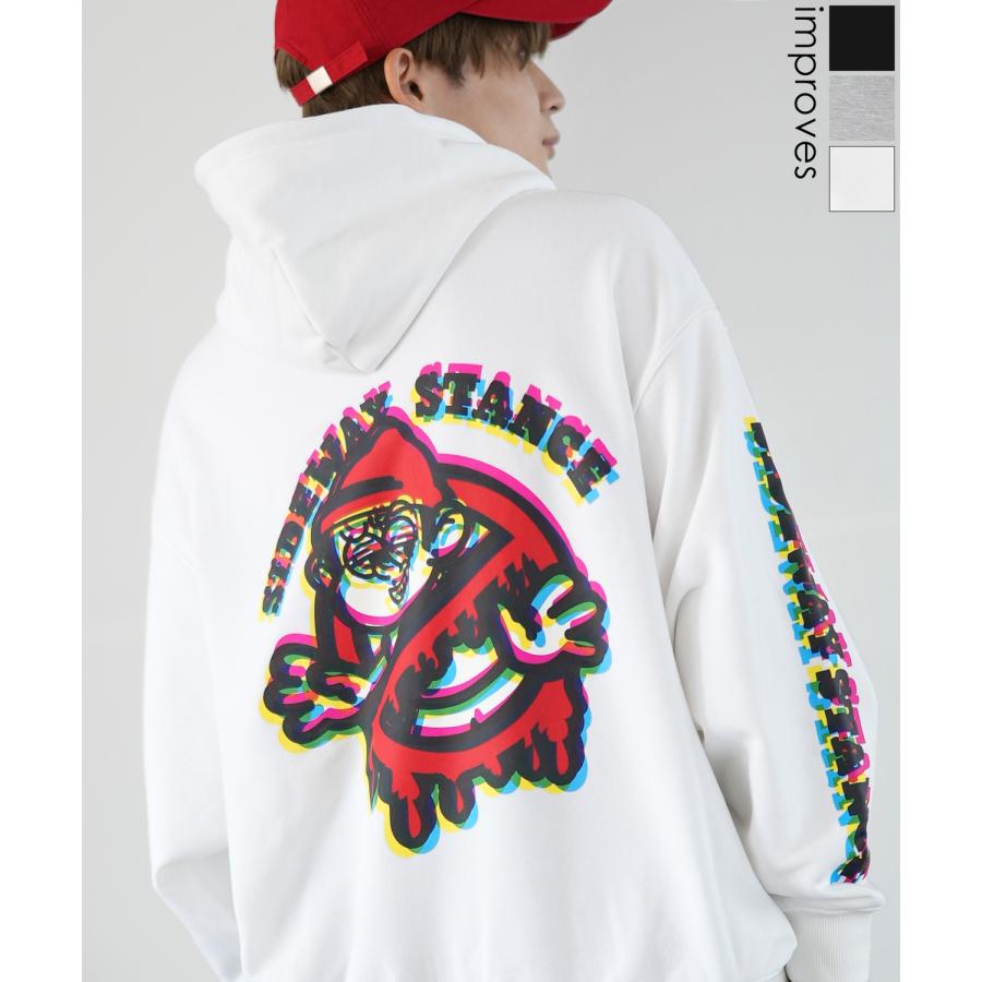 パーカー メンズ SIDEWAY STANCE サイドウェイスタンス オリジナルプリント グラフィック スウェット グリッチ NO WAY オーバーサイズ アメカジ カジュアル | improves