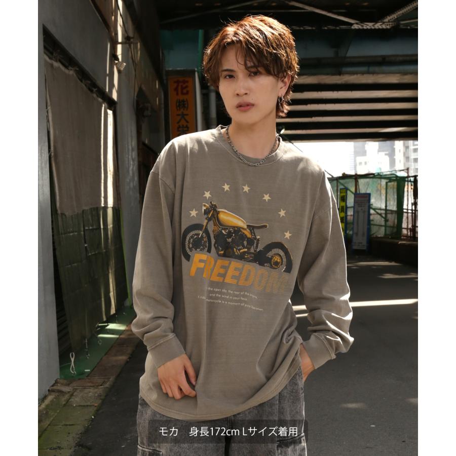 長袖Tシャツ メンズ SIDEWAY STANCE オリジナルプリント モーターサイクル ピグメント ロンT Tシャツ カットソー 大きめ アメカジ スケーター ストリート 古着 | improves | 03