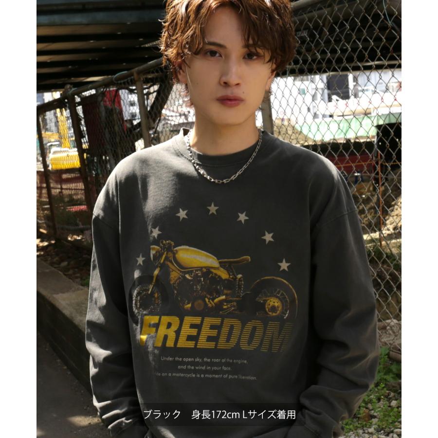 長袖Tシャツ メンズ SIDEWAY STANCE オリジナルプリント モーターサイクル ピグメント ロンT Tシャツ カットソー 大きめ アメカジ スケーター ストリート 古着 | improves | 05