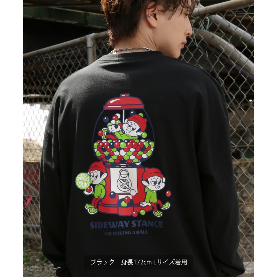 長袖Tシャツ メンズ SIDEWAY STANCE サイドウェイスタンス オリジナルプリント ガムボール グラフィック ロンT 大きめ アメカジ スケーター ストリート | improves | 07