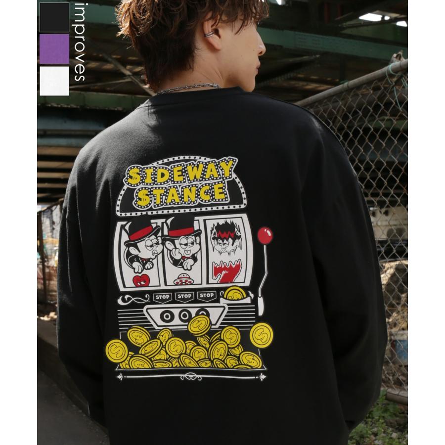 長袖Tシャツ メンズ SIDEWAY STANCE サイドウェイスタンス オリジナルプリント スロット グラフィック ロンT 大きめ アメカジ スケーター ストリート | improves