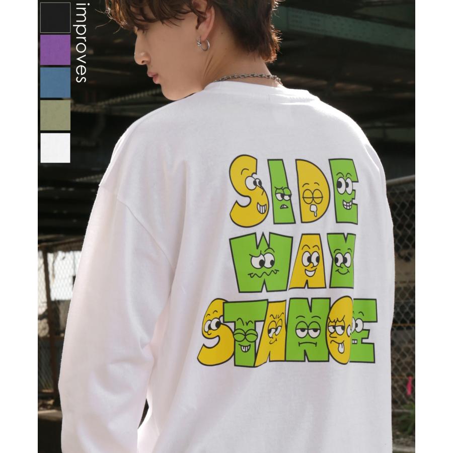長袖Tシャツ メンズ SIDEWAY STANCE サイドウェイスタンス オリジナルプリント ロゴマスコット グラフィック ロンT 大きめ アメカジ スケーター ストリート | improves