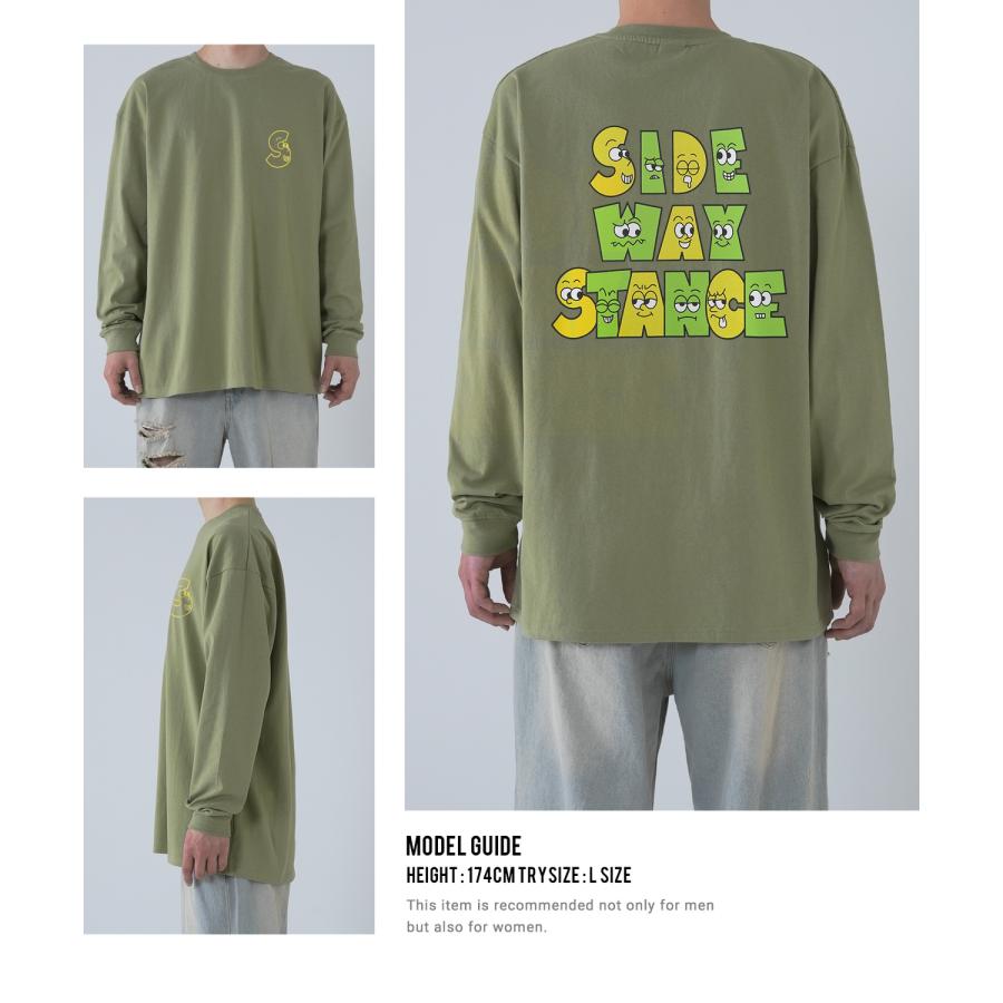 長袖Tシャツ メンズ SIDEWAY STANCE サイドウェイスタンス オリジナルプリント ロゴマスコット グラフィック ロンT 大きめ アメカジ スケーター ストリート | improves | 21