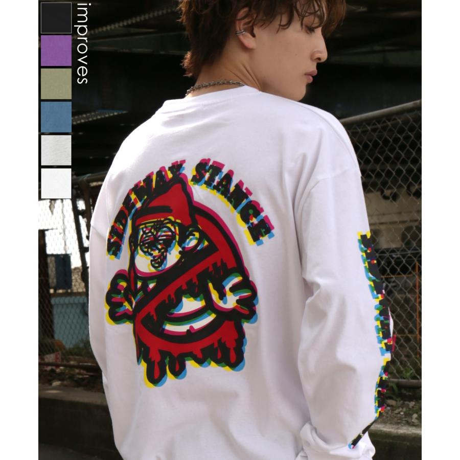 長袖Tシャツ メンズ SIDEWAY STANCE サイドウェイスタンス オリジナルプリント グリッチ NO WAY グラフィック ロンT 大きめ アメカジ スケーター ストリート | improves