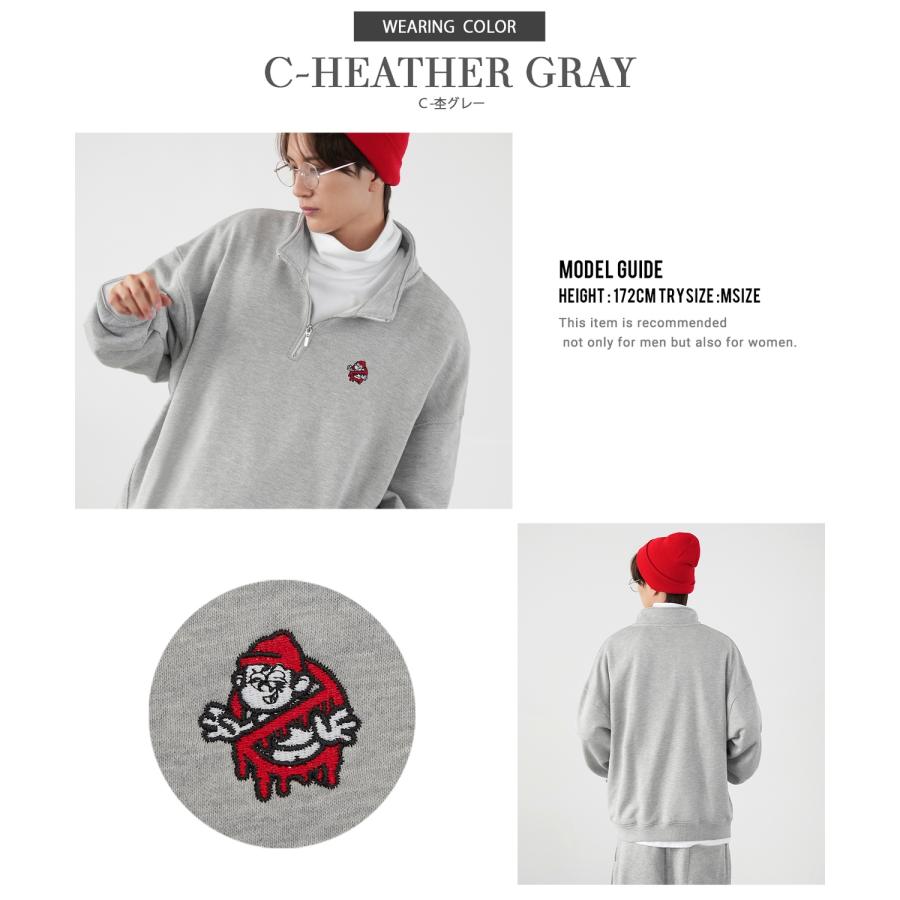 トレーナー メンズ SIDEWAY STANCE サイドウェイスタンス ワンポイント刺しゅう ハーフジップ 裏毛スウェット 大きめ アメカジ スケーター ストリート | improves | 25