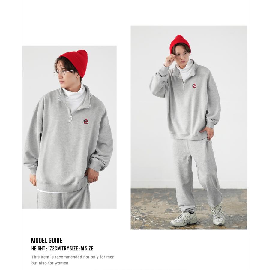 トレーナー メンズ SIDEWAY STANCE サイドウェイスタンス ワンポイント刺しゅう ハーフジップ 裏毛スウェット 大きめ アメカジ スケーター ストリート | improves | 26