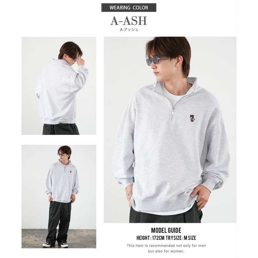 トレーナー メンズ SIDEWAY STANCE サイドウェイスタンス ワンポイント刺しゅう ハーフジップ 裏毛スウェット 大きめ アメカジ スケーター ストリート | improves | 12