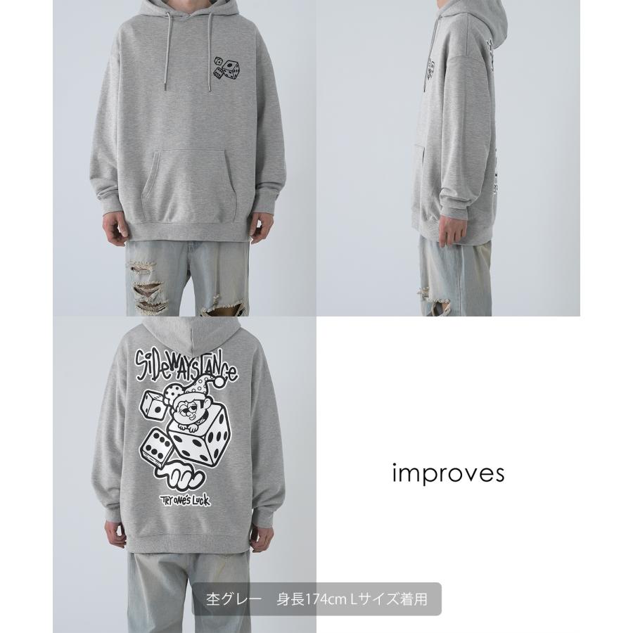 パーカー メンズ SIDEWAY STANCE サイドウェイスタンス オリジナルプリント グラフィック スウェット ダイス タギング オーバーサイズ アメカジ カジュアル | improves | 20