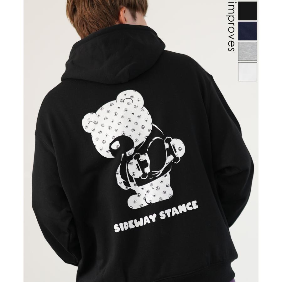 パーカー メンズ SIDEWAY STANCE サイドウェイスタンス オリジナルプリント グラフィック スウェット モノグラムベア オーバーサイズ アメカジ カジュアル | improves