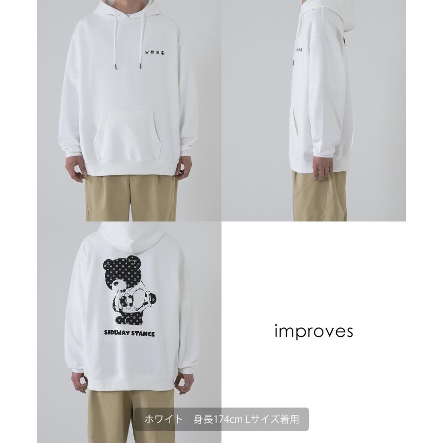 パーカー メンズ SIDEWAY STANCE サイドウェイスタンス オリジナルプリント グラフィック スウェット モノグラムベア オーバーサイズ アメカジ カジュアル | improves | 18