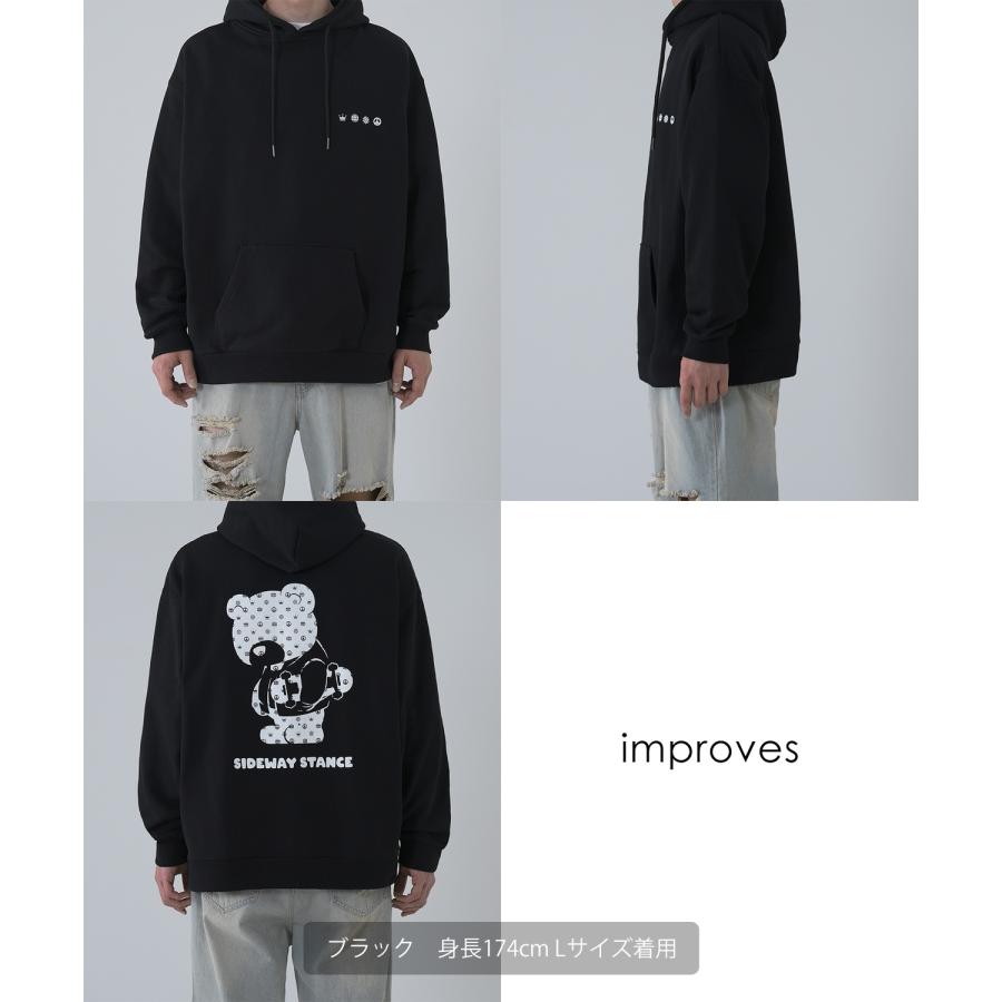パーカー メンズ SIDEWAY STANCE サイドウェイスタンス オリジナルプリント グラフィック スウェット モノグラムベア オーバーサイズ アメカジ カジュアル | improves | 19