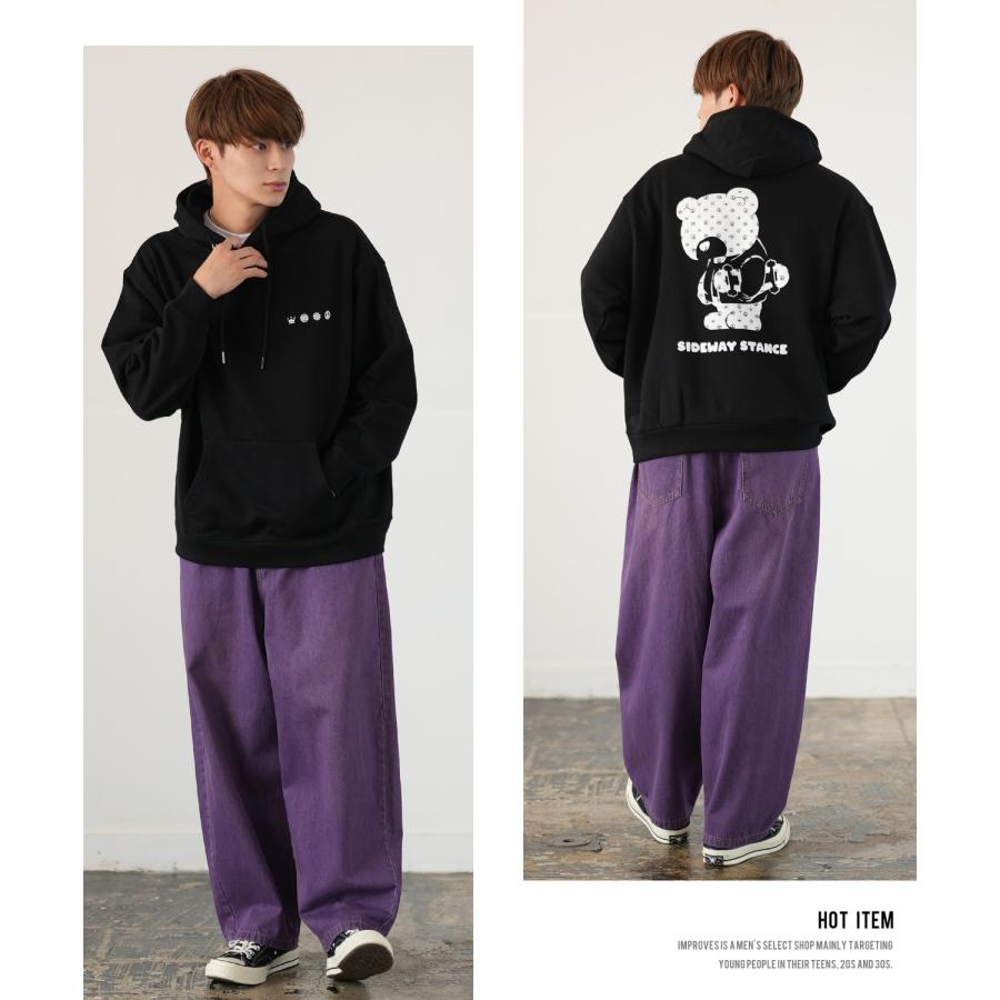 パーカー メンズ SIDEWAY STANCE サイドウェイスタンス オリジナルプリント グラフィック スウェット モノグラムベア オーバーサイズ アメカジ カジュアル | improves | 10