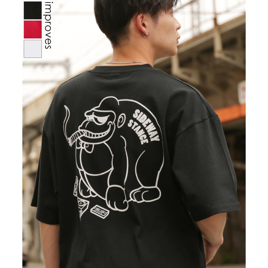 半袖Tシャツ メンズ SIDEWAY STANCE サイドウェイスタンス オリジナルプリント ブレークゴリラ グラフィック カットソー アメカジ スケーター ストリート | improves
