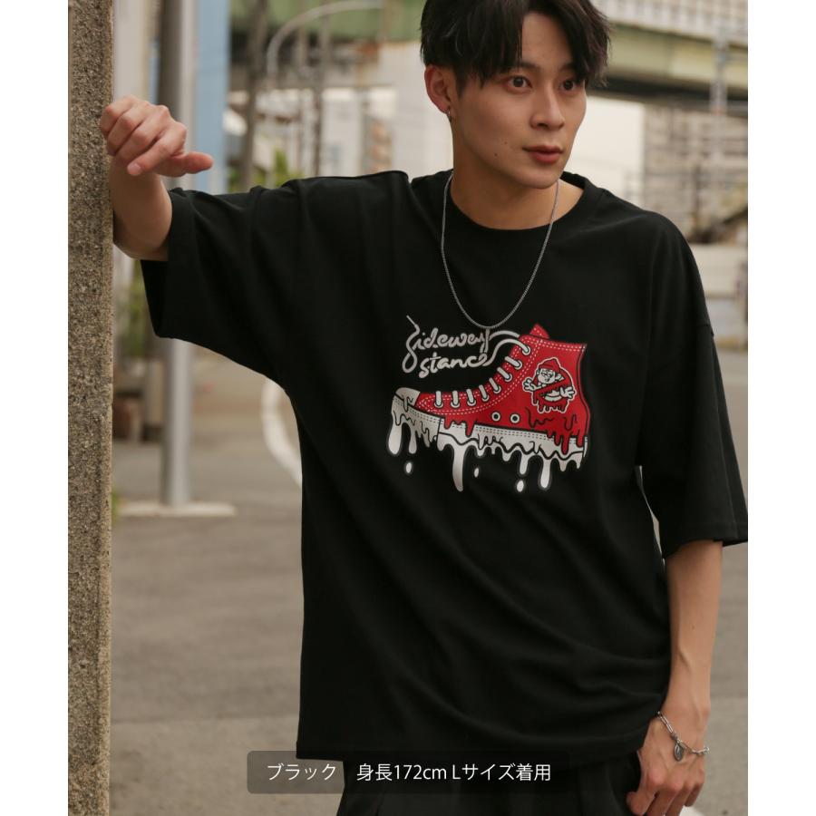 半袖Tシャツ メンズ SIDEWAY STANCE サイドウェイスタンス オリジナルプリント ハイカットスニーカー グラフィック カットソー アメカジ スケーター ストリート | improves | 05
