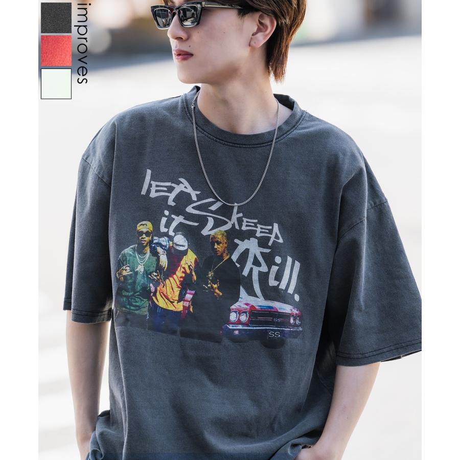 半袖Tシャツ メンズ SIDEWAY STANCE サイドウェイスタンス プリント ピグメント ギャングスタ カットソー アメカジ スケーター ストリート 古着MIX | improves