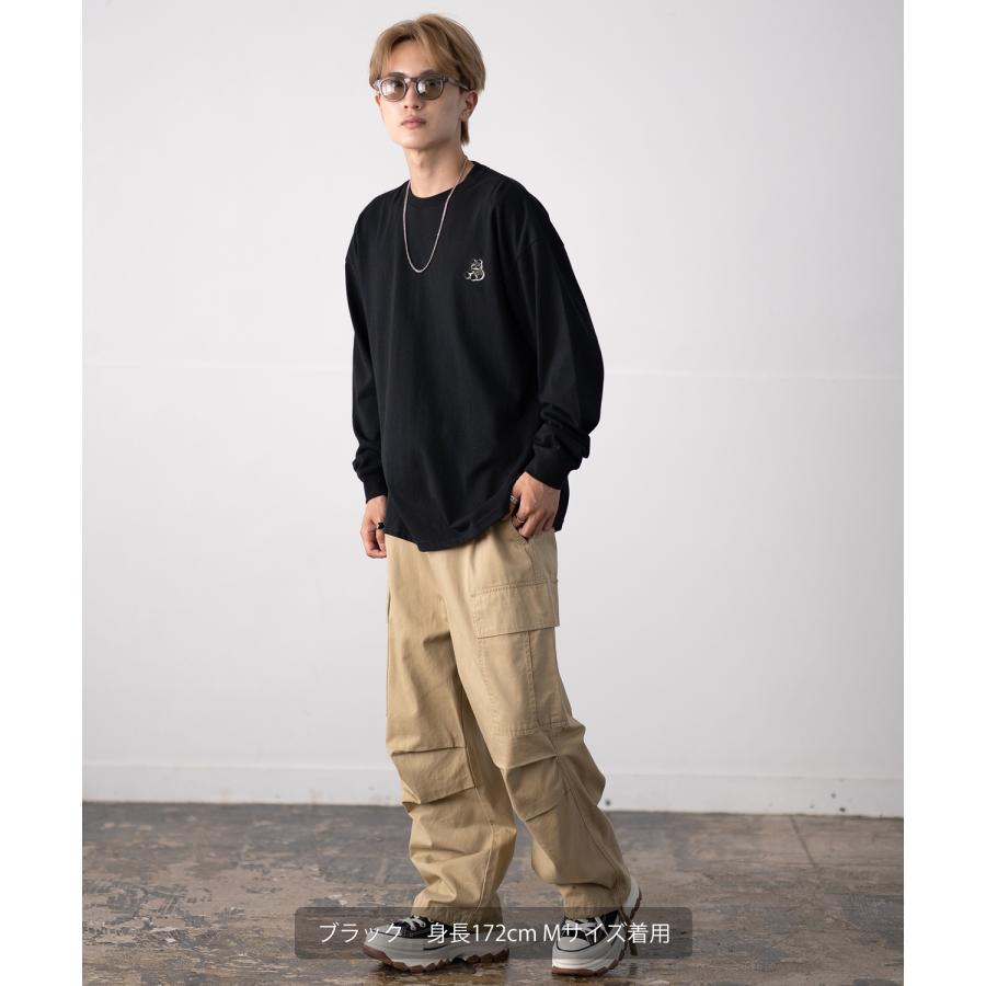 長袖Tシャツ メンズ SIDEWAY STANCE サイドウェイスタンス オリジナル ワンポイント 刺しゅう ロンT カットソー ダウナーパンダ スケーター | improves | 07