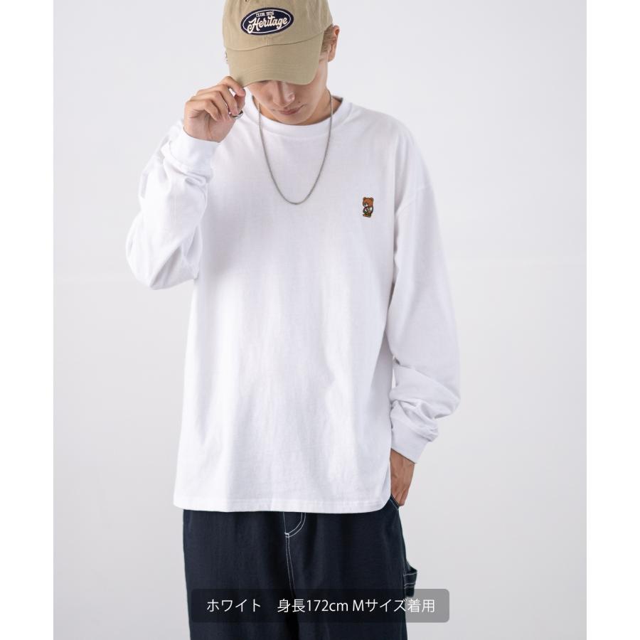 長袖Tシャツ メンズ SIDEWAY STANCE サイドウェイスタンス オリジナル ワンポイント 刺しゅう ロンT カットソー ダウナーベア スケーター | improves | 05